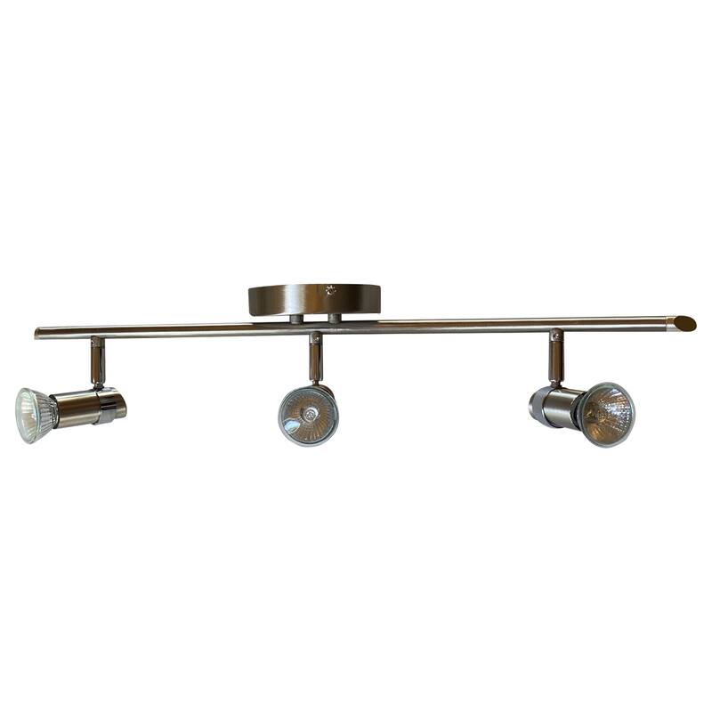 3 Light Track Light in Satin Nickel Finish and Chrome heads - Satin Nickel Finish - Satin Nickel Finish
