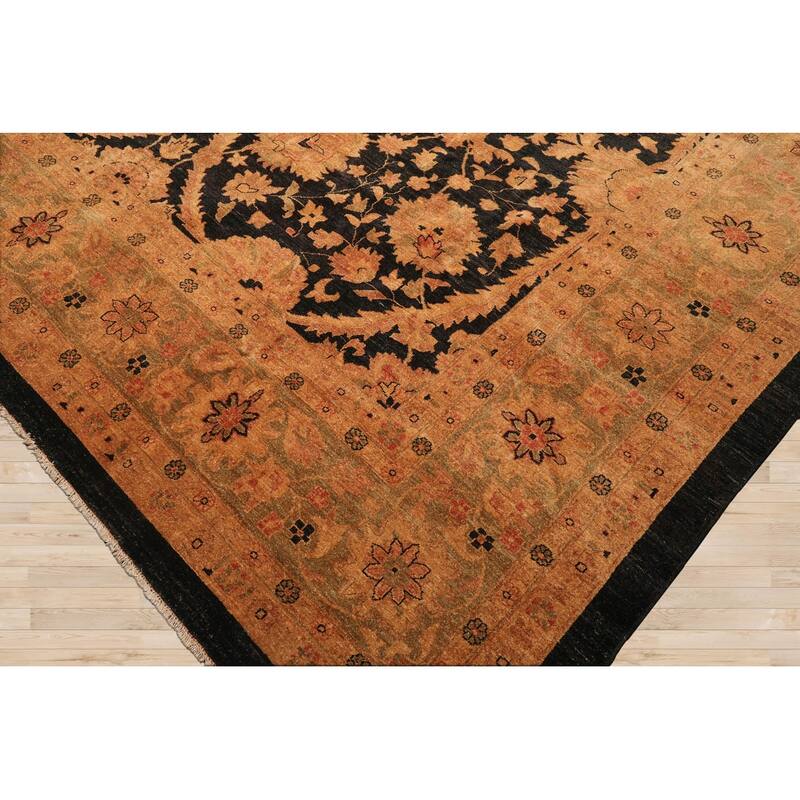 Hand Knotted Chobi Peshawar Charcoal 100% Wool Traditional Area Rug - 11' 8'' x 16' 10''