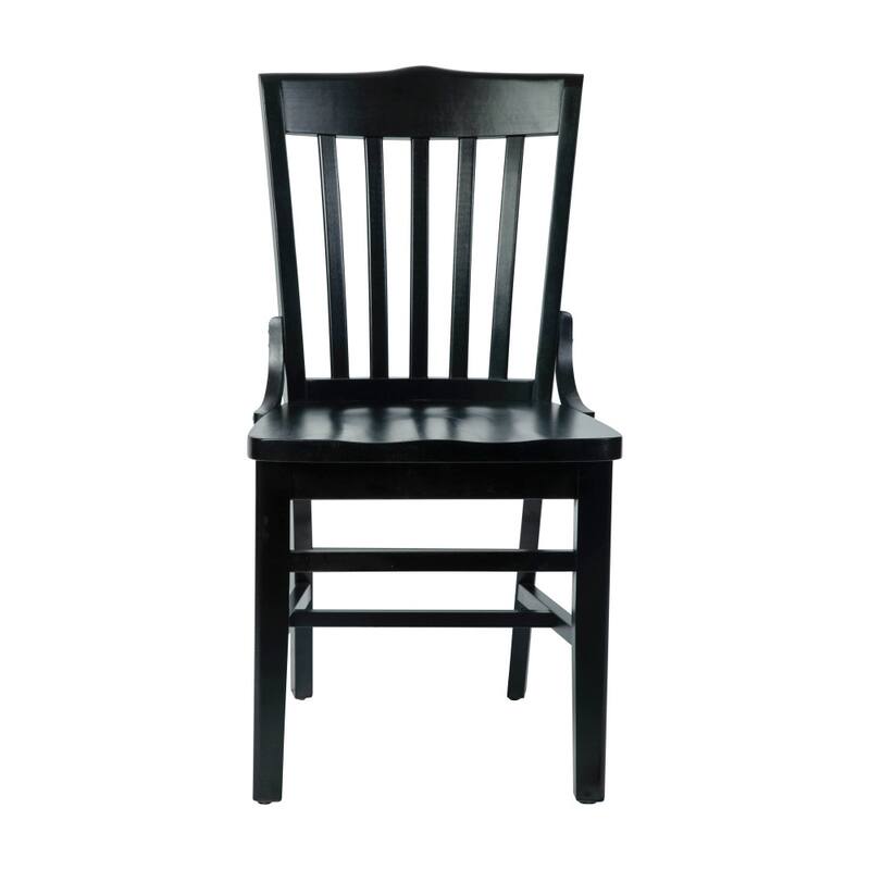 School House Back Wooden Restaurant Dining Chair - 18.5"W x 21.5"D x 35"H