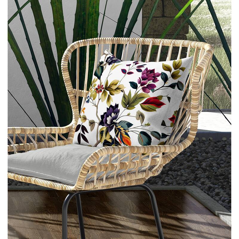 Majestic Gardens Indoor/Outdoor Reversible Throw Pillow White and Blue