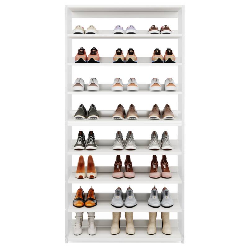 8-Tier Shoe Rack with Wood Shelves, Shoe Organizer Display Storage Shelf for Home, Space-Saving
