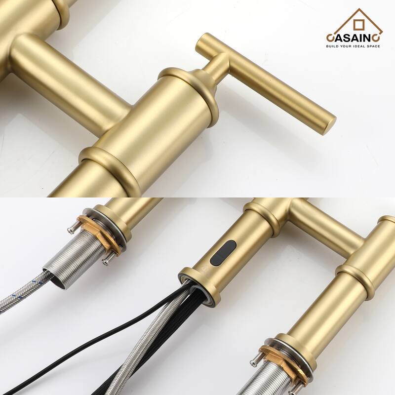 Double Handle Pull-Out Sprayer Bridge Kitchen Faucet