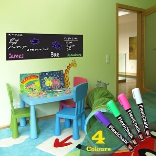Walplus Blackboard Chalkboard Wall Stickers 79 inches Peel & Stick with Flexichalk Marker Bright Color Liquid Chalks Pen