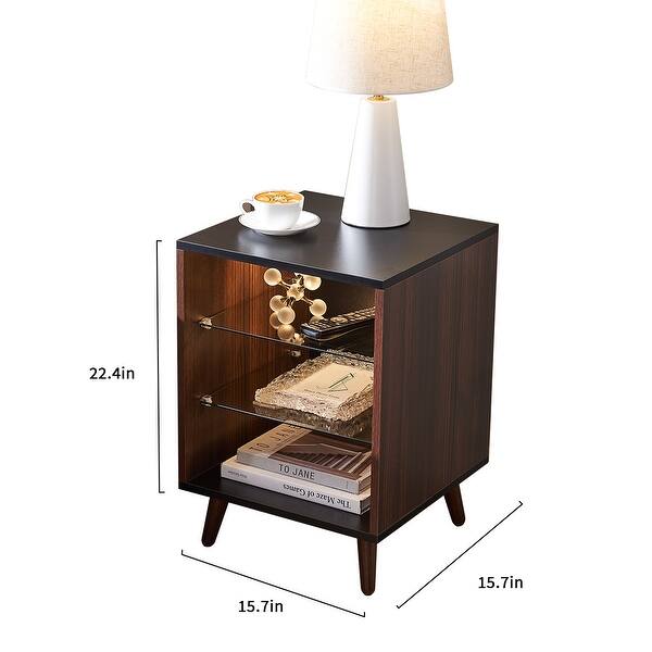 3 Color LED Nightstand with 2 Glass Shelves Bed Bath & Beyond 39638492