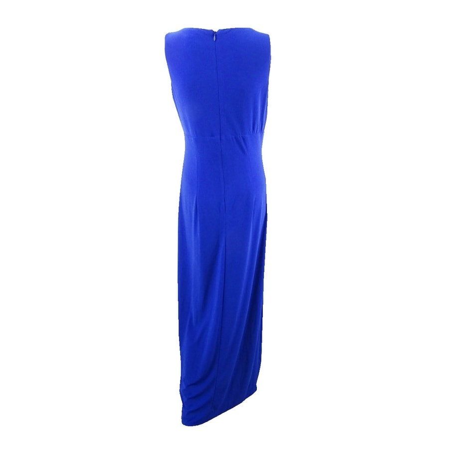 msk embellished ruched jersey gown