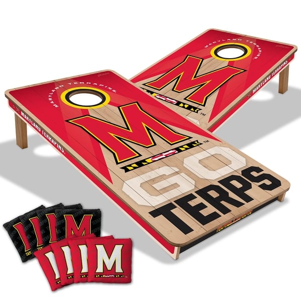 slide 2 of 7, Maryland Terrapins NCAA 2x4 Professional Cornhole Board Set Include Carrying Case