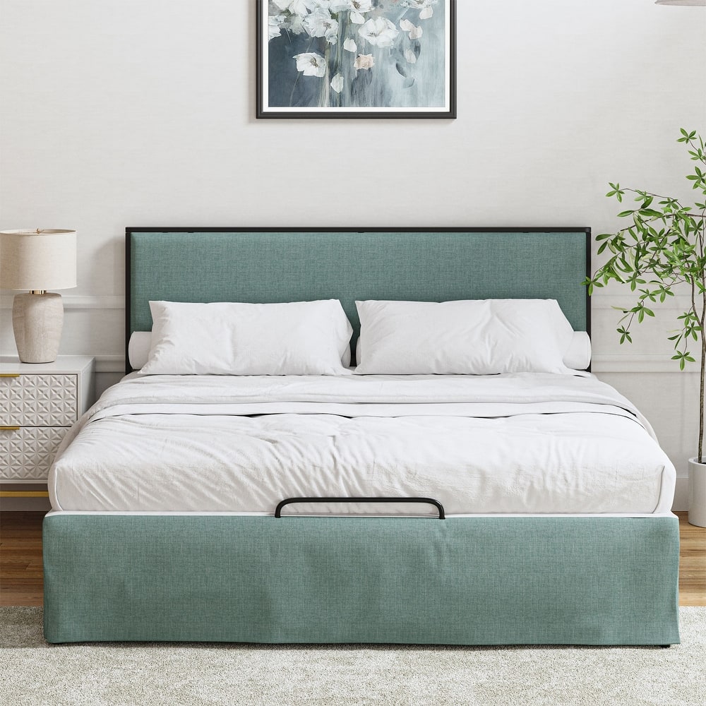 Oliver Modern Washable Slipcover Bed Upholstered Metal by HULALA HOME