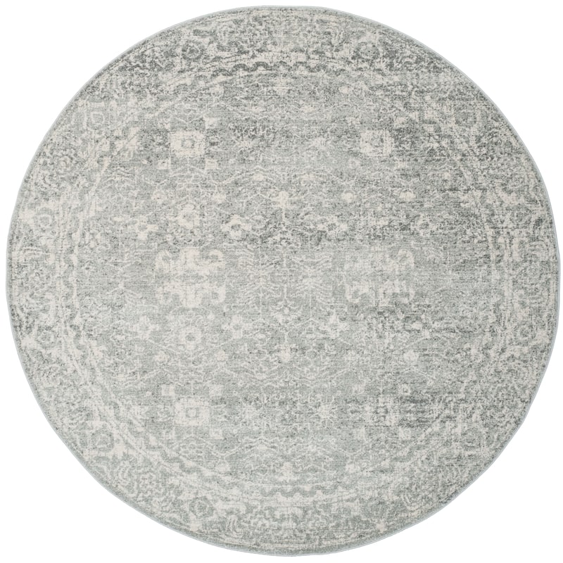 SAFAVIEH, Evoke Karola Vintage Boho Rug - 6'7" Round - Silver/Ivory