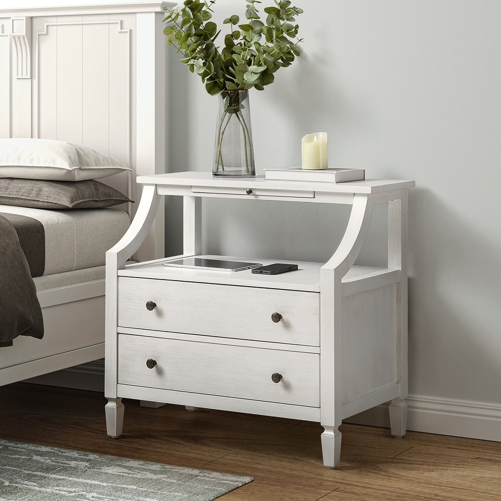 Jennifer Transitional 2 - Drawer End Table with Built-In Outlets and Pull-out Tray by HULALA HOME