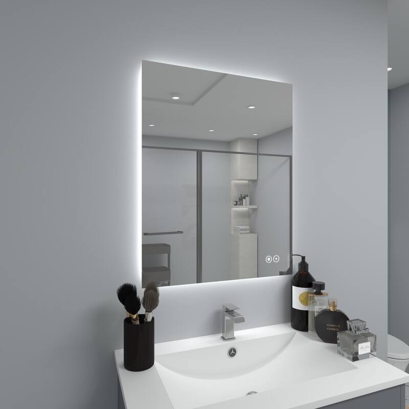 CB HOME LED Bathroom Mirror, Lighted Wall Mounted Vanity Mirror, Anti-fog, Backlit, Dimmable, Frameless, Horizontally/Vertically