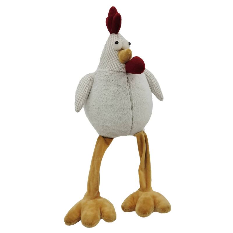 Rooster with Long Legs Christmas Figurine - 22" - White and Yellow