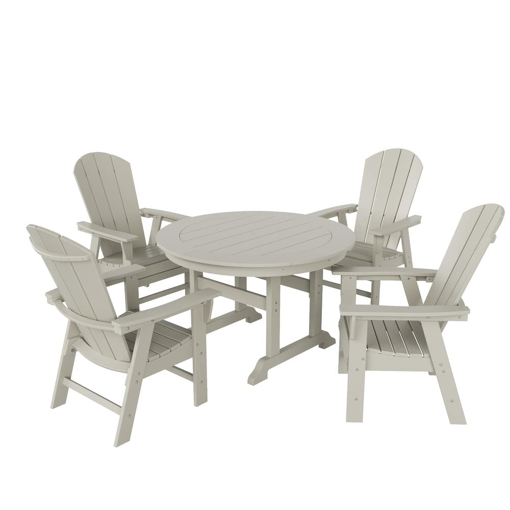 Laguna Hdpe All Weather Outdoor Patio Round Adirondack Dining Chairs Set (5-Piece Set)