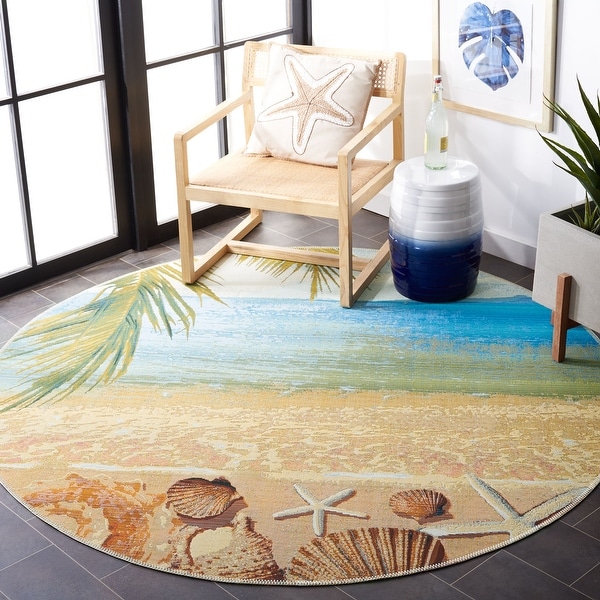 Soft Round Area Rug 80x80cm/31.5x31.5IN Anti-Slip Floor Circle Mats Absorbent Memory Sponge Standing Mat,Tropical Summer Palm Tree