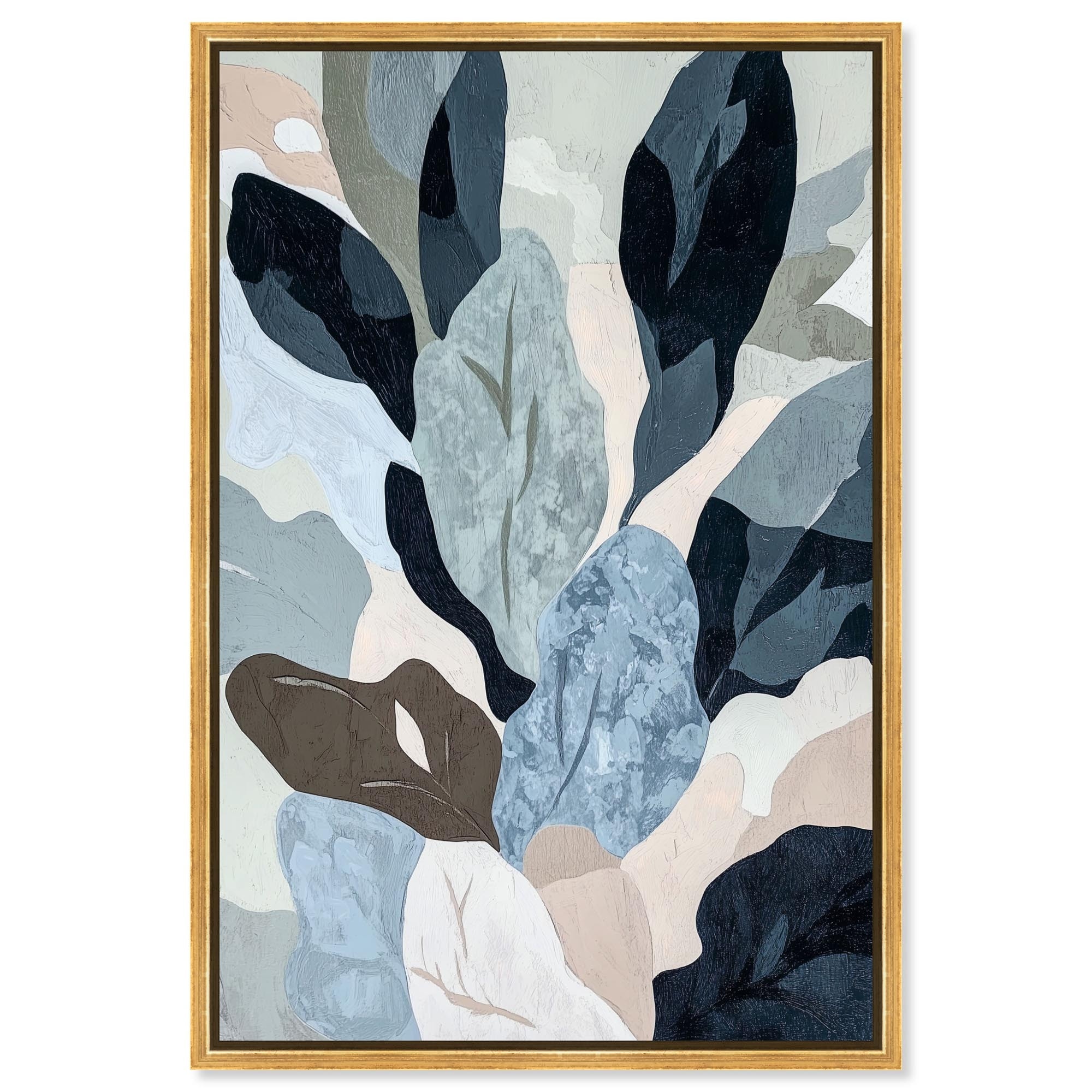 Overlapping of Leaf II Blue Wall Decor Canvas Print by Art Remedy