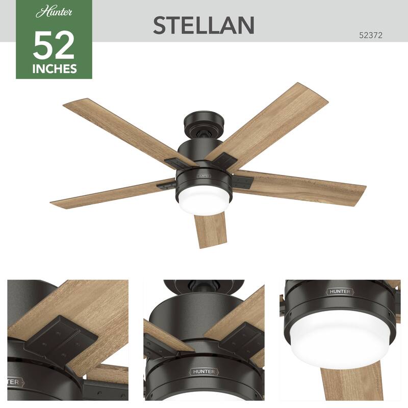 Hunter 52" Noble Bronze Ceiling Fan with LED Light Kit and Handheld Remote