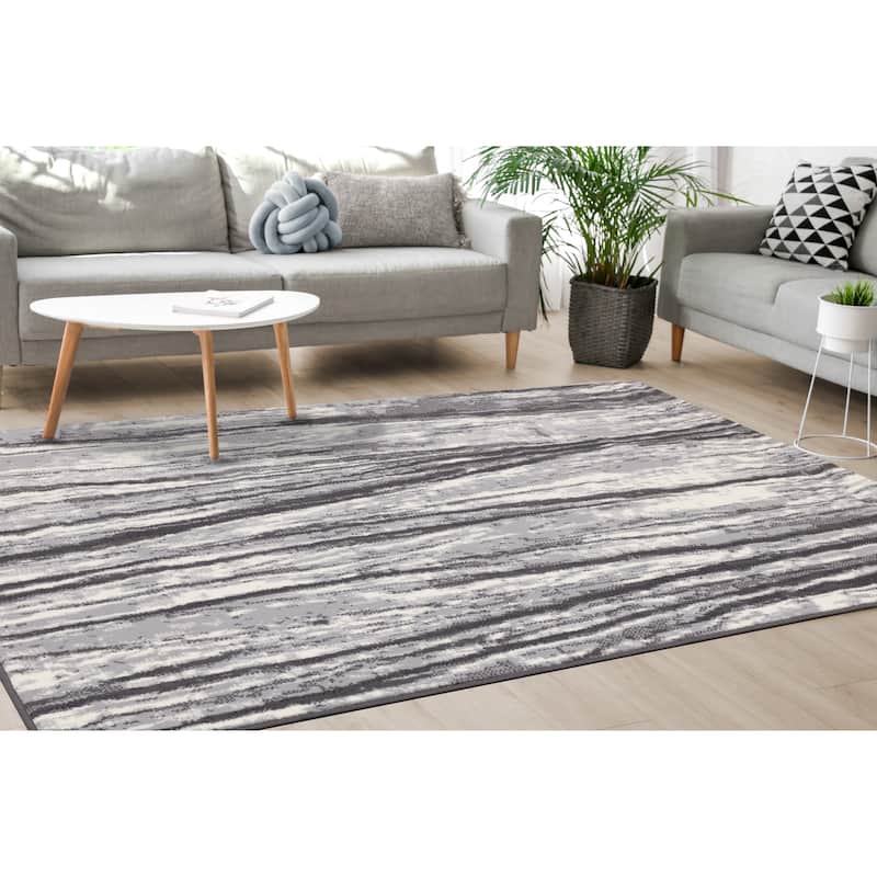 Florence Collection - Cream/Grey Modern Contemporary Rug - 4'7" x 6'7"