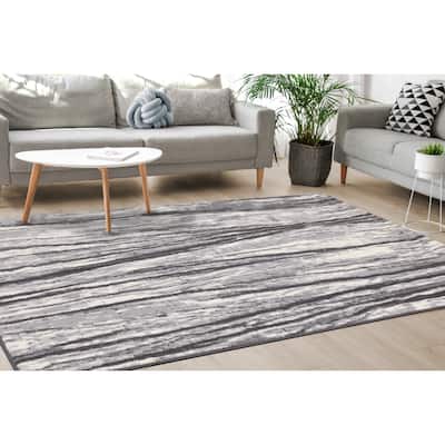 Florence Collection - Cream/Grey Modern Contemporary Rug - 4'7" x 6'7"