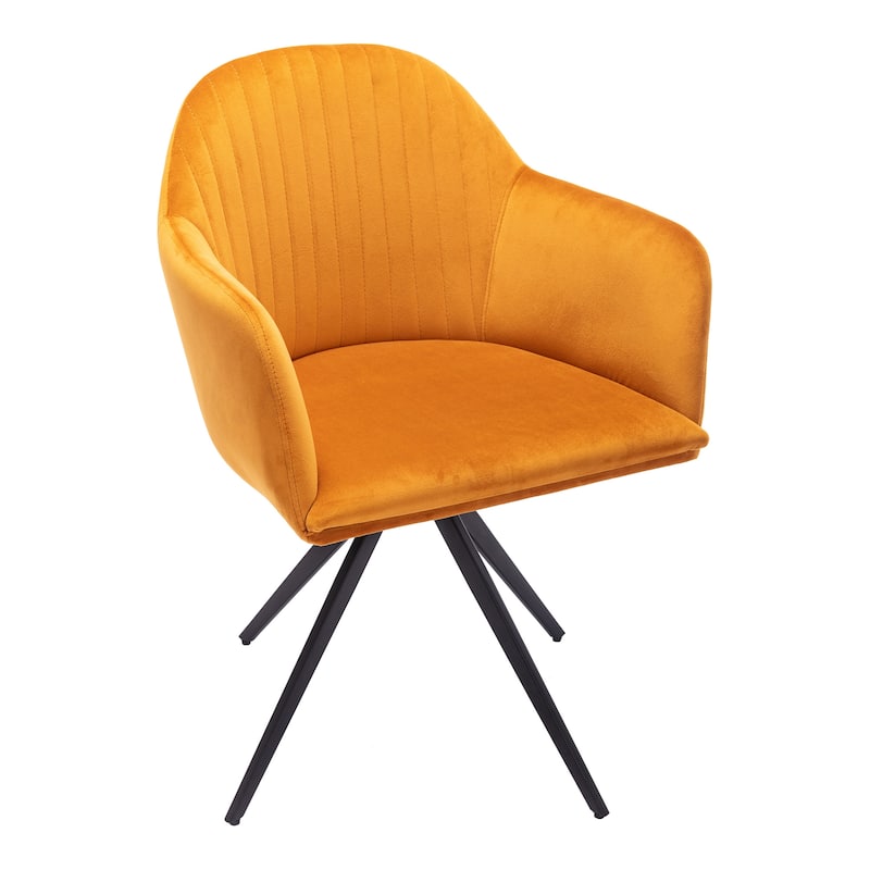 Rowe Swivel Arm Velvet Chair - Cognac