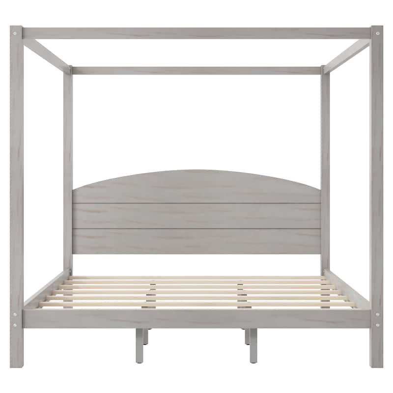 Canopy Platform Bed with Headboard and Footboard,With Slat Support Leg