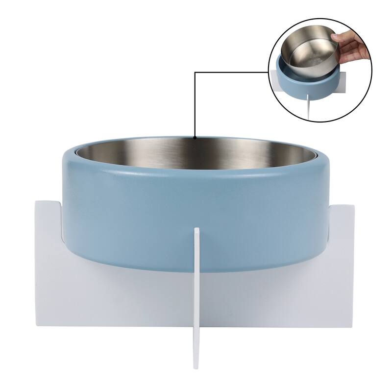 Intersecta Concrete & Steel Pet Feeder - 16oz with Metal Stand