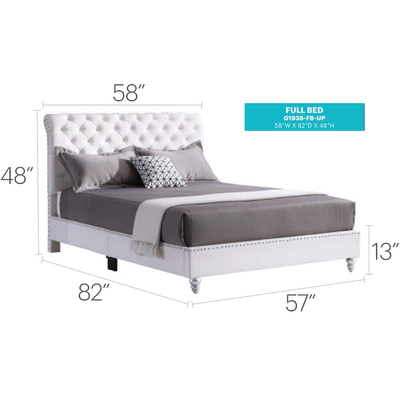 White Upholstered Full Bed with Sturdy Frame and Transitional Design, Perfect Bedroom Furniture for Modern Homes
