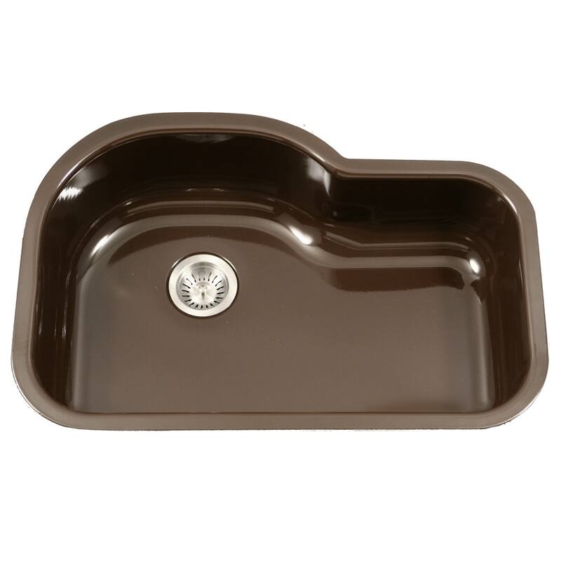 Houzer Porcela 31-1/4" Single Basin Undermount Porcelain Enameled - Espresso