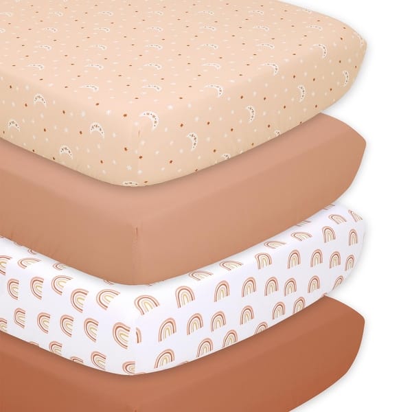 slide 2 of 4, The Peanutshell Boho Fitted Crib Sheets 4 Pack Set