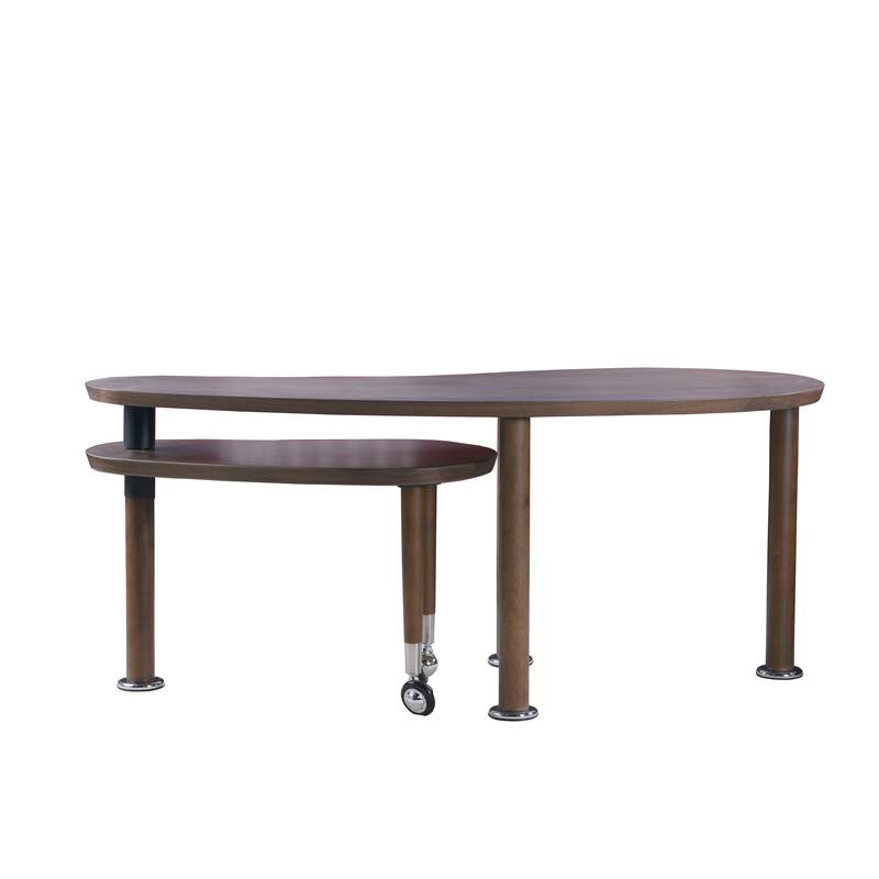 360 degree rotatable coffee table rotating cocktail table with solid rubber wood legs