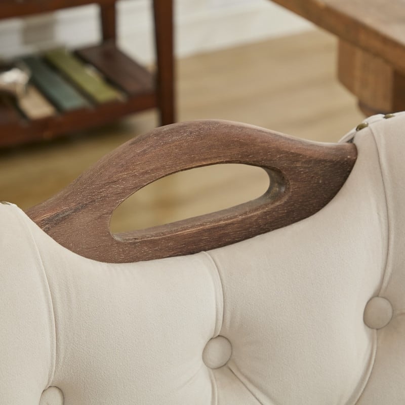 Velvet Dining Chairs with Tufted Trim & Copper Nail Accents - Set of 2