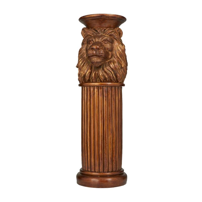 Bronze Polystone Lion Pedestal Table