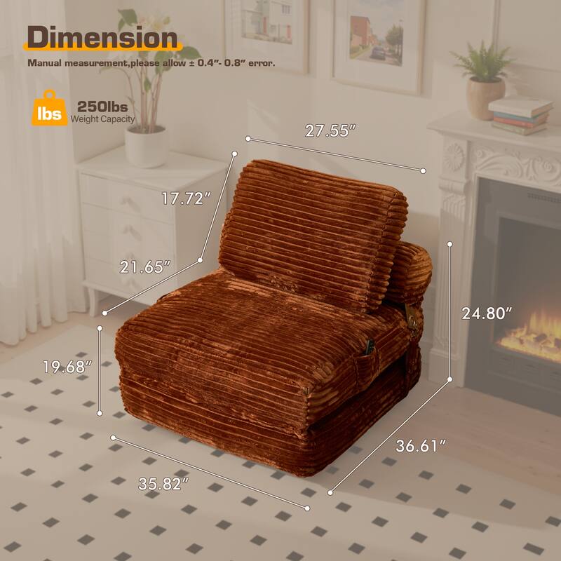 HOOOWOOO Modern Upholstery Fabric Folding Sofa Couch