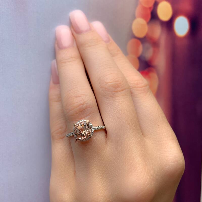 Miadora 10k Rose Gold 1 1/6ct Morganite and 1/4ct TDW Diamond Halo Engagement Ring