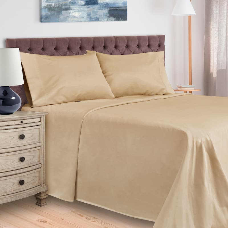 Superior Egyptian Cotton Solid Sateen Bed Sheet Set - Twin - Tan