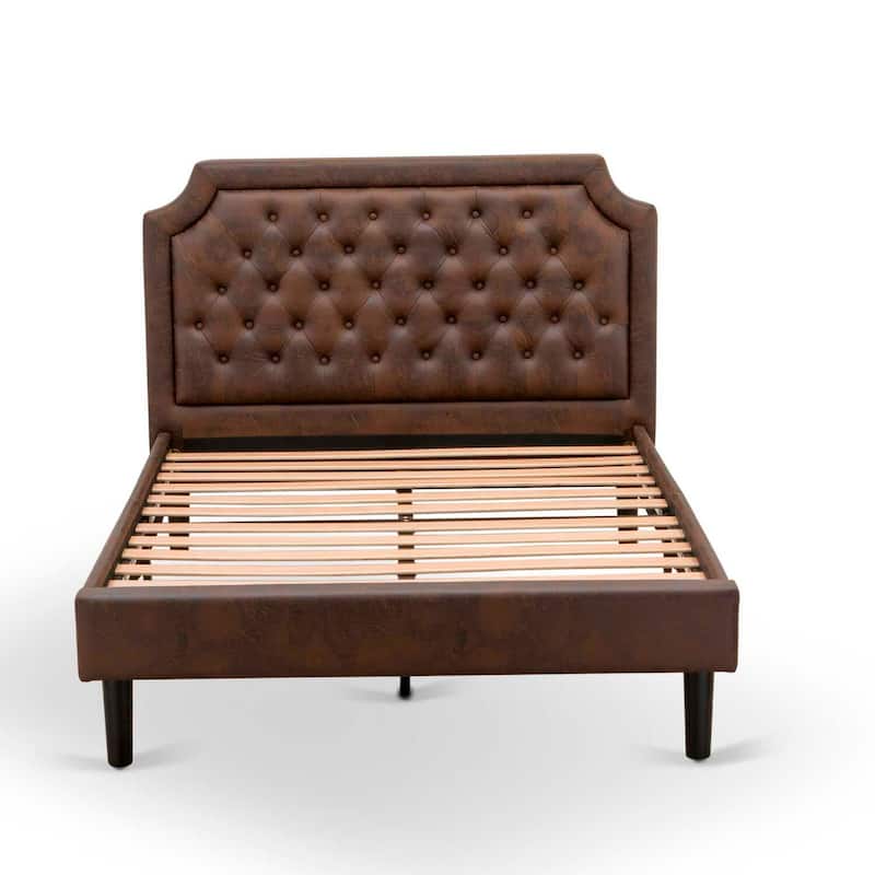 Full Size Platform Bed Frame - Modern Design, Black Finish, Wood Rails & Slats, Sturdy Support
