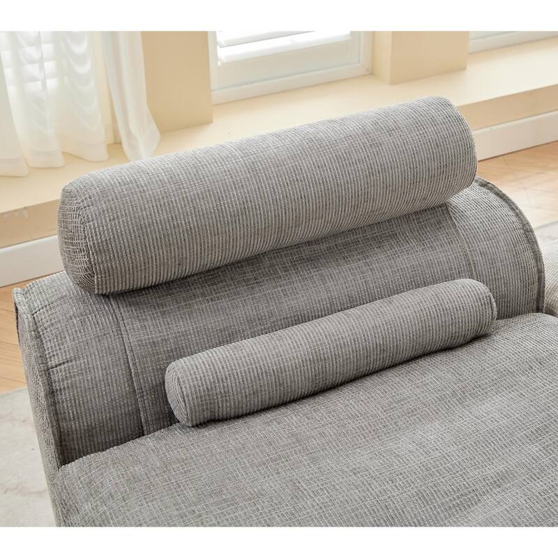 Armless Modular Upholstered Sofa with Lumbar Pillow, Compact Chenille Fabric Sofa Chair for Apartment Small Spaces