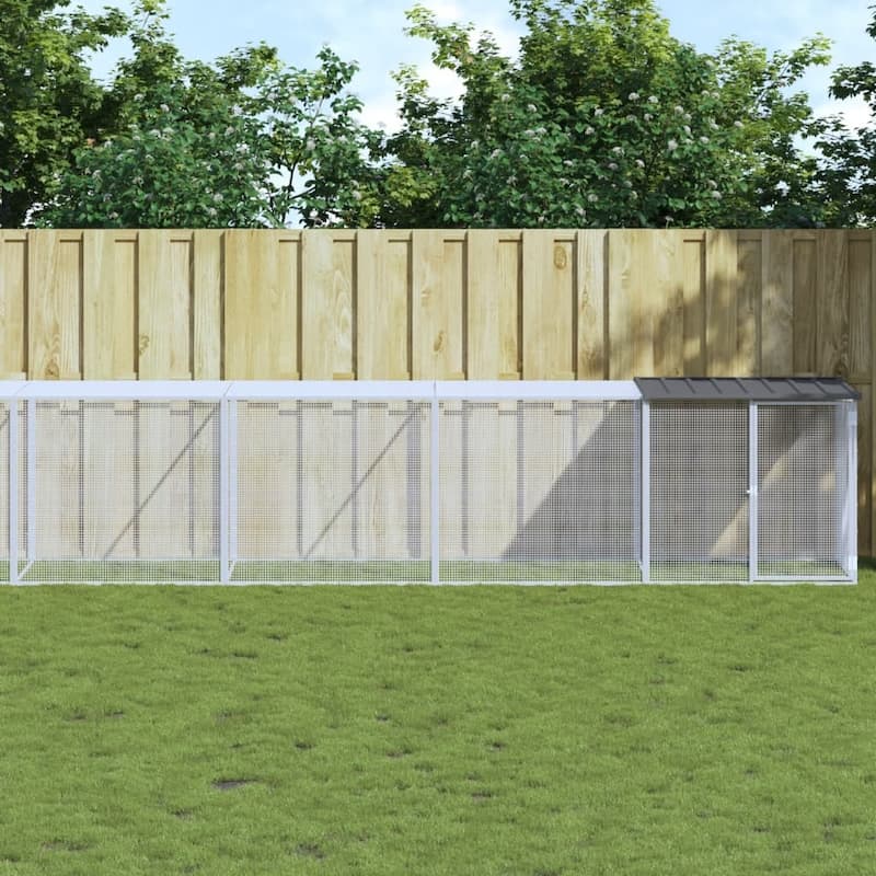 vidaXL Chicken Cage with Roof Light Gray/Anthracite multisize Galvanized Steel