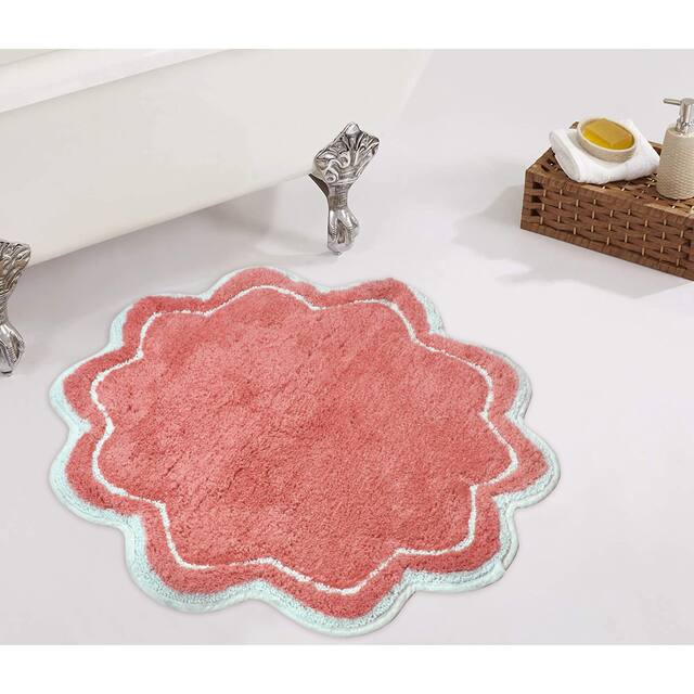 Home Weavers Allure Collection Absorbent Cotton, Machine Washable and Dry Bath Rugs - 30" Round - Coral