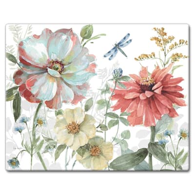 Counterart Glass Cutting Board Counter Saver 12"x15" , Spring Meadow - 12x15x.180