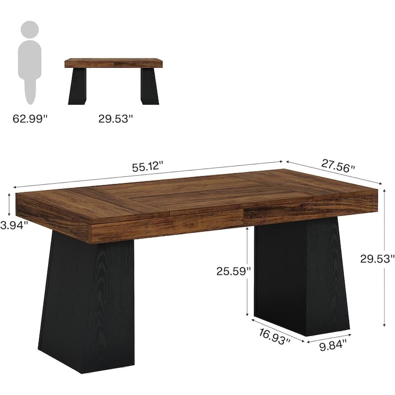 55 Inches Executive Desk with Double Trapezoid Base for home office