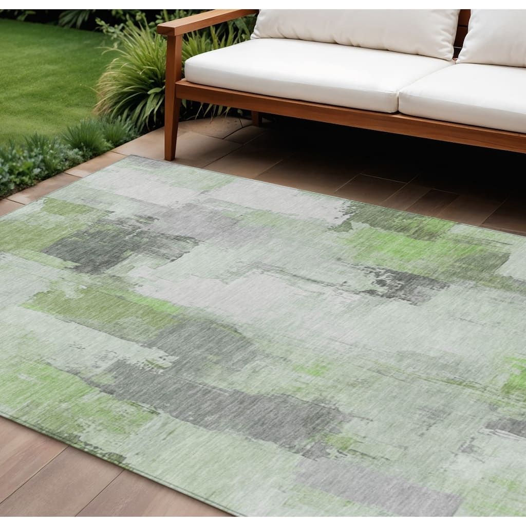 HomeRoots Abstract Transitional Rectangle Outdoor Rug