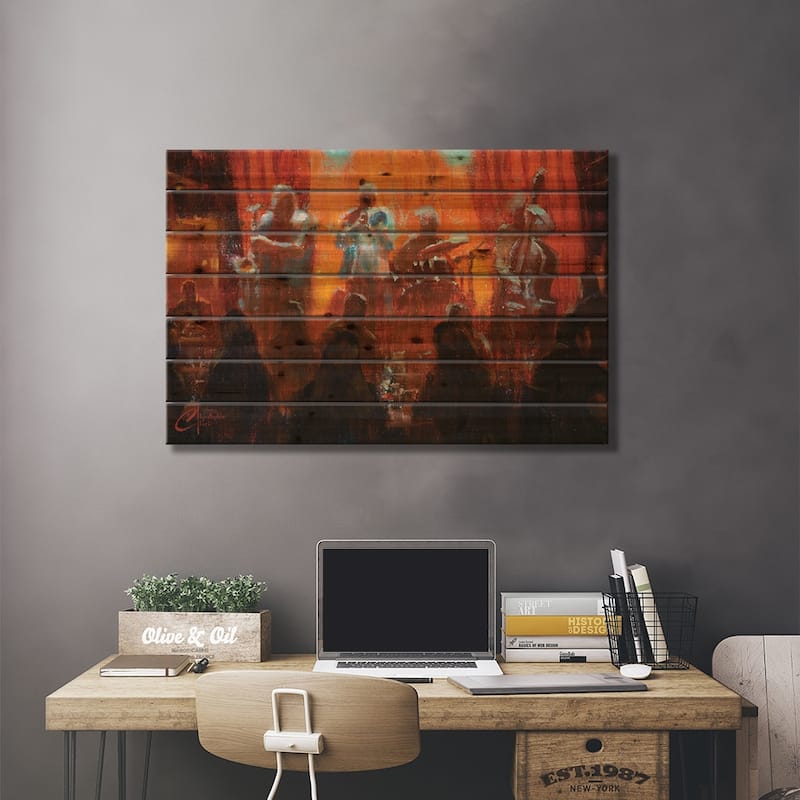 New York City, Jazz Print On Wood by Christopher Clark - Multi-Color