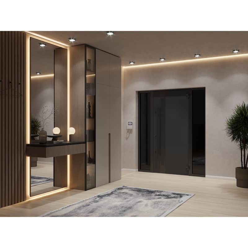 Front Exterior Prehung Steel Door Ronex 1033 Teak Entry Metal Painted W36xH80 Left hand Inswing