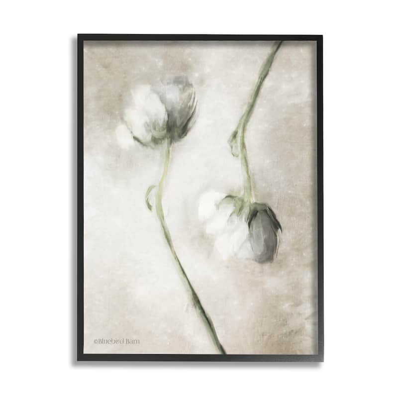 Stupell White Floral Stems Botanical Vintage Rose Blossom Painting Framed Wall Art,Design by Bluebird Barn - Green