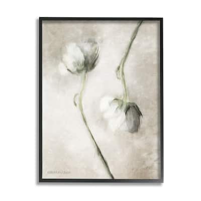 Stupell White Floral Stems Botanical Vintage Rose Blossom Painting Framed Wall Art,Design by Bluebird Barn - Green