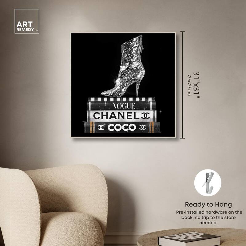 Cosmic Heel Boot and Books Canvas by Art Remedy