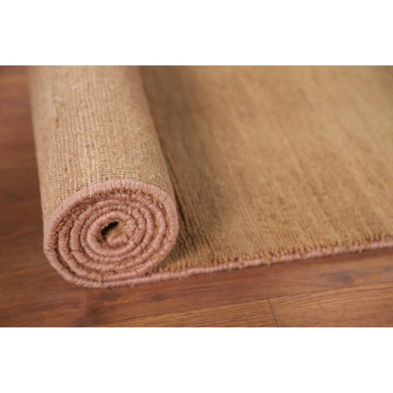 Light Brown Gabbeh Modern Runner Rug Oriental Hand-Knotted Wool Carpet - 2'7"x 9'10"