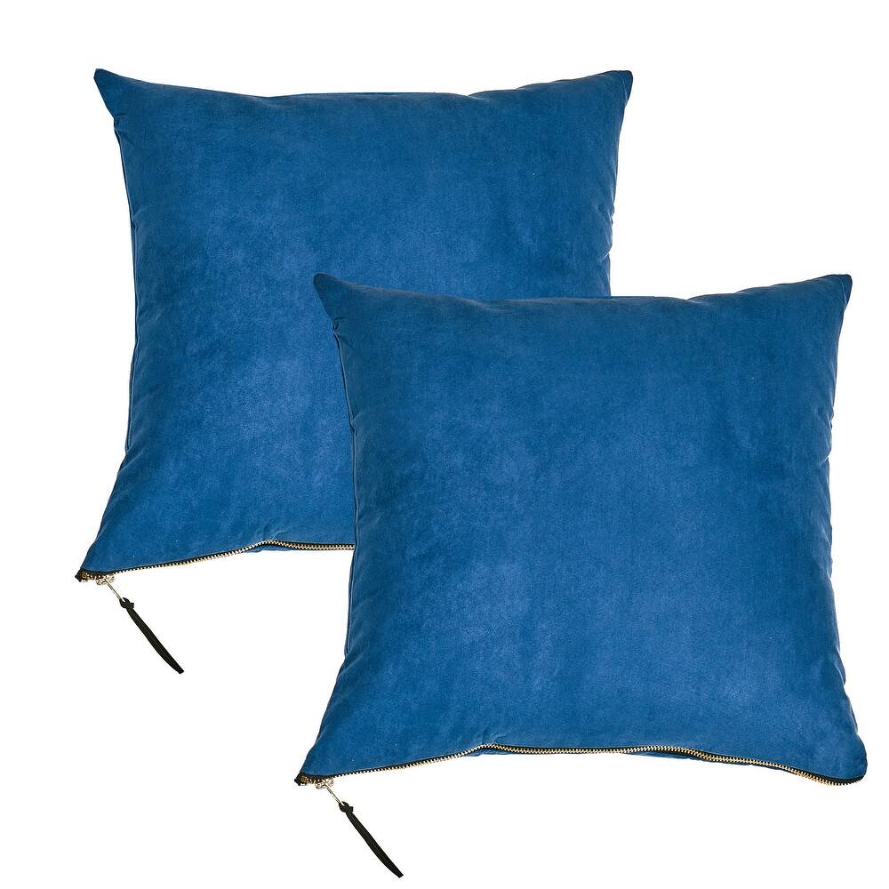 Suede 2 Piece Pillow Shell Set with Big Zipper, NO INSERT