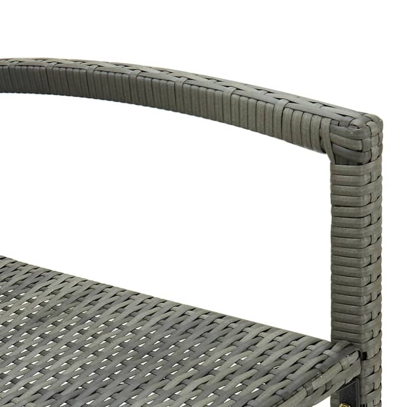 vidaXL Bar Stools 2 pcs Gray Poly Rattan - 20.5" x 22" x 46.5"