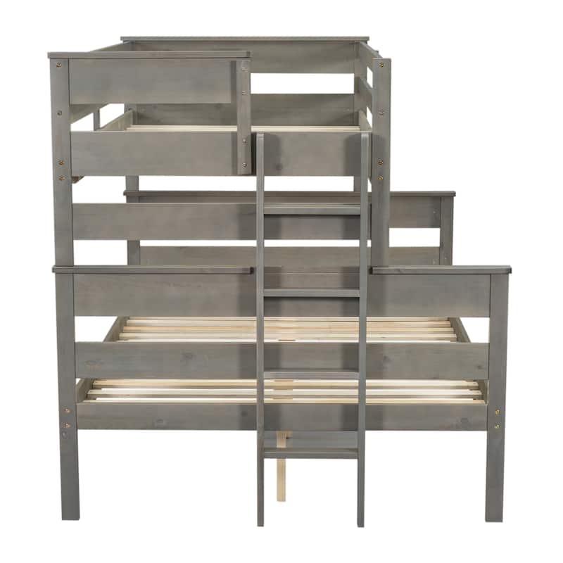 Solid Wood Bunk Bed with Ladder and Fence for Kids, Boys and Girl, Bedroom