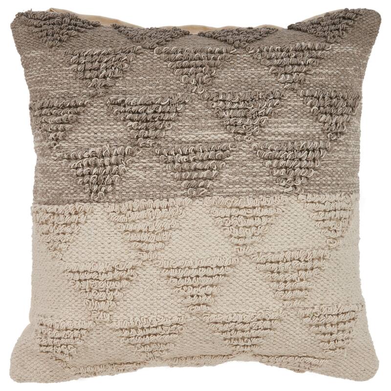 Handwoven Textured Geometric Square Throw Pillows - 18" - Gray and Beige - Set of 2